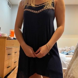 Navy Dress with Embroidery Detailing